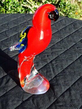Vintage Murano Style Blown Art Glass Parrot Figurine